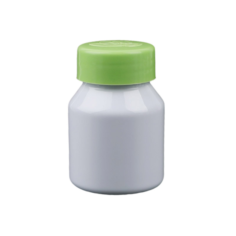 Min 50cc white PET medical plastic bottles sloping shoulder with screw cap/lid