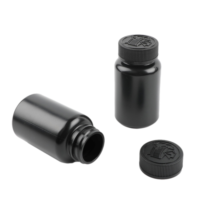 150ml 5oz Black HDPE bottle medical plastic bottles round shape with CRC cap