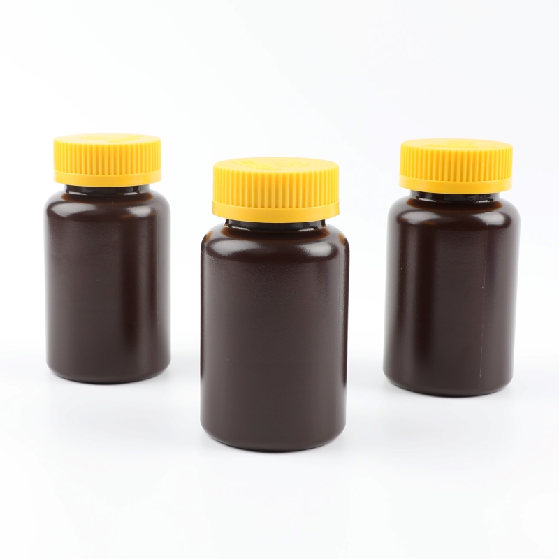 150ml 5oz brown HDPE bottle medical plastic bottles round shape with CRC cap